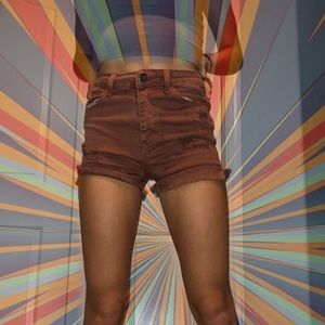 RSQ tan high rise shorts
